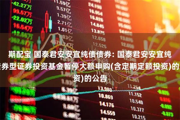 期配宝 国泰君安安宜纯债债券: 国泰君安安宜纯债债券型证券投资基金暂停大额申购(含定期定额投资)的公告